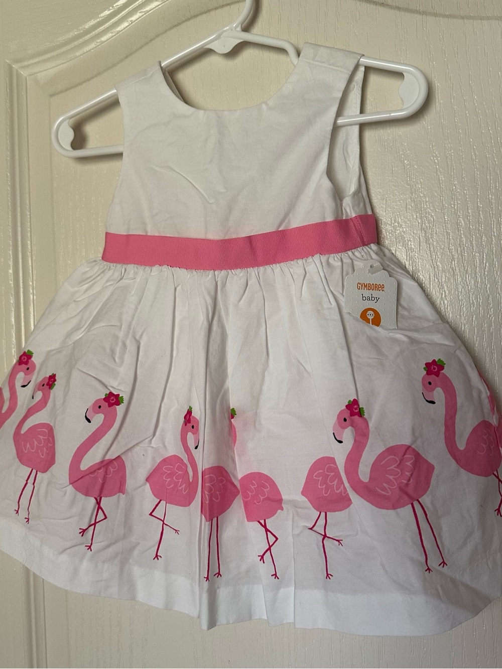 Gymboree Baby Flamingo Dress NWT Pink White Summer Sundress